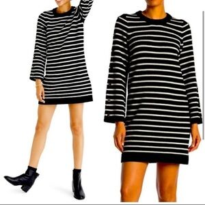 NWT Madewell merino wool Striped Black and White mini Dress size M academia